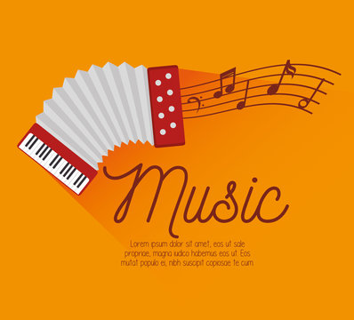 festival music accordion notes icon design vector illustration