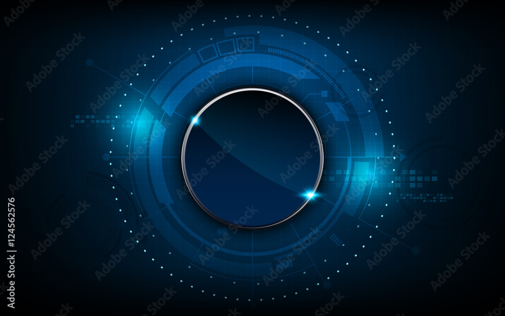 Poster vector abstract circle button interactive on technology innovation pattern design background