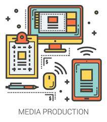 Media production line infographic.