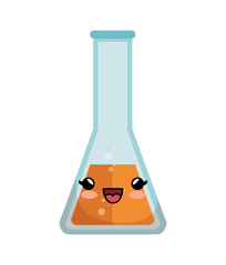 cute kawaii glass tube lab with orange fluid vector illustration eps 10