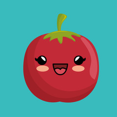 fresh cute kawaii tomato vegetable vector illustration eps 10