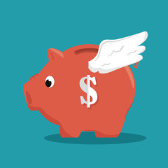 save the money piggy with wings vector illustration eps 10