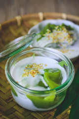 Delicious Thai Dessert, Coconut sweet pudding with coconut milk