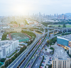 Aerial View of Shanghai overpass in China.