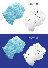 Lesotho map in geometric polygonal style. Abstract gems triangle.