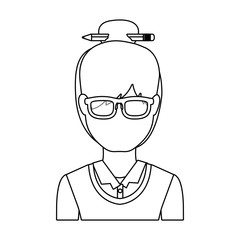 silhouette half body woman with collected hair vector illustration