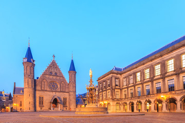 Fototapeta na wymiar Gothic facade of Ridderzaal in Binnenhof, Hague
