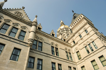 Fototapeta na wymiar low angle view of the Hartford capitol building