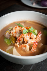 Thai Spicy Mixed Vegetable Soup with Prawns