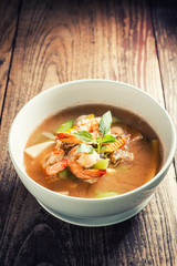 Thai Spicy Mixed Vegetable Soup with Prawns
