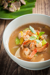 Thai Spicy Mixed Vegetable Soup with Prawns