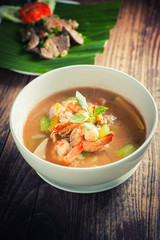 Thai Spicy Mixed Vegetable Soup with Prawns