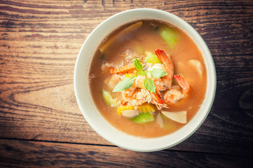 Thai Spicy Mixed Vegetable Soup with Prawns