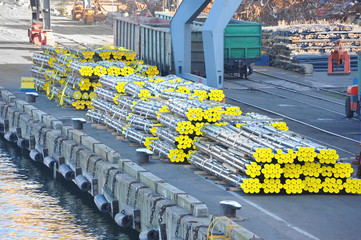 Stacked PVC and steel pipe