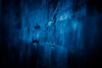 Full Frame Of Brick Wall in blue tone.