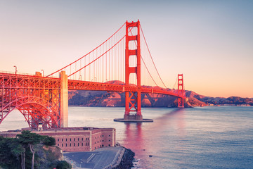 Golden Gate Bridge at sunrise, San Francisco