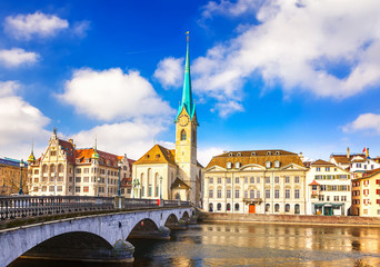 Downtown of Zurich at sunny day