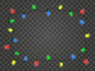 Set of garlands light. hristmas decoration on transparent background. Vector.