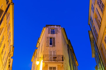 Buildings in Aix-en-Provence, France on a spring evening. 