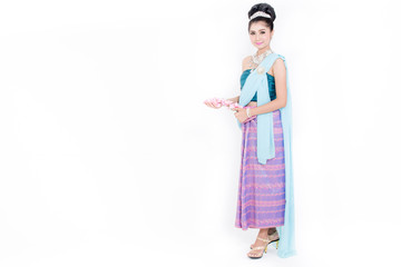 Asian woman wearing typical Thai dress.