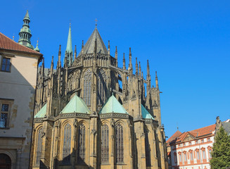 Fototapeta premium Prague, capital of the Czech Republic. center of Bohemia. historic center included in the Unesco World Heritage. The largest ancient castle in the world. The Metropolitan Cathedral of Saints Vitus
