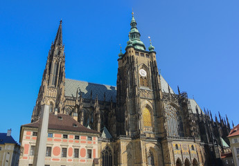Fototapeta na wymiar Prague, capital of the Czech Republic. center of Bohemia. historic center included in the Unesco World Heritage. The largest ancient castle in the world. The Metropolitan Cathedral of Saints Vitus