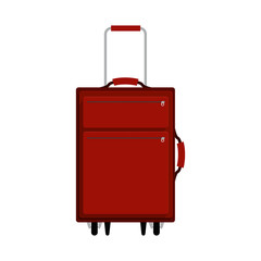 travel suitcase red with extension handle vector illustration