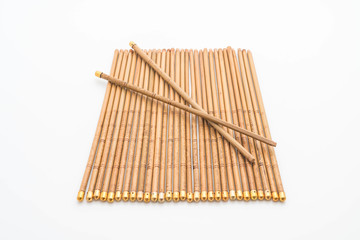 bamboo chopsticks on white
