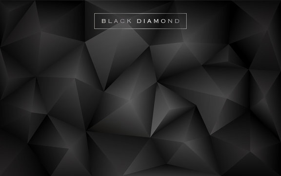 Abstract black diamond polygon background. Luxury low poly wallpaper design. Vector illustration