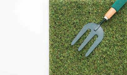 Fork harrows on grass