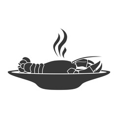 silhouette dish with hot locust vector illustration
