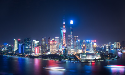 Obraz na płótnie Canvas Shanghai Skyline at Night in China.