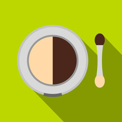 Shadow palette with applicator icon. Flat illustration of shadow palette with applicator vector icon for web isolated on lime background