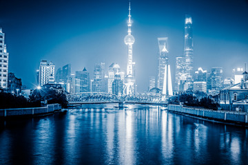 Fototapeta premium Shanghai Skyline w nocy w Chinach.