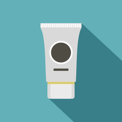 Tube of cream or gel icon. Flat illustration of tube of cream or gel vector icon for web isolated on light blue background
