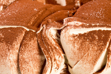 Chocolate lava cake with ice-cream on the table.