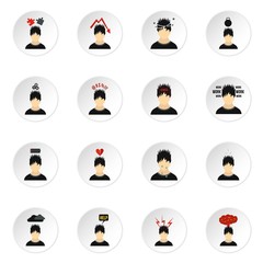 Fototapeta premium Stress icons set. Flat illustration of 16 stress vector icons for web