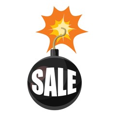 Bomb sale icon. Cartoon illustration of bomb sale vector icon for web