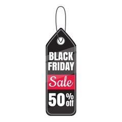 Tag black friday sale fifty percent discount icon. Cartoon illustration of tag black friday sale fifty percent discount vector icon for web