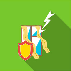 Protecting home from lightning icon. Flat illustration of protecting home from lightning vector icon for web