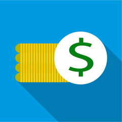 Coins icon. Flat illustration of coins vector icon for web