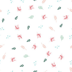 Floral seamless pattern with flowers and leaves.
