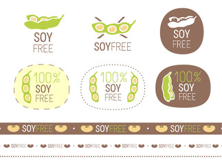 vector soy free sign set
