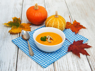 Pumpkin soup with fresh pumpkins