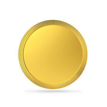 Blank Gold Coin, Gold Medal With Clipping Path