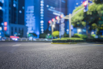 empty asphalt road through modern city in China.