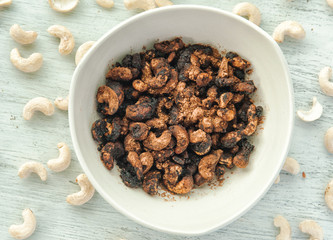 Dessert cashew with raw chocolate