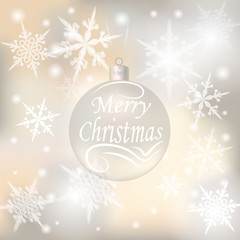 Christmas, New Year festive background for greeting cards. Silver ball with a wish of Merry Christmas illustrations
