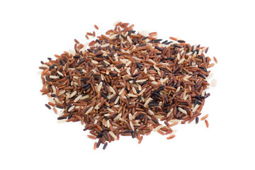 pile of brown rice isolated on white