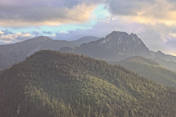 Beautiful view of the Giewont in Polish Tatra mountains